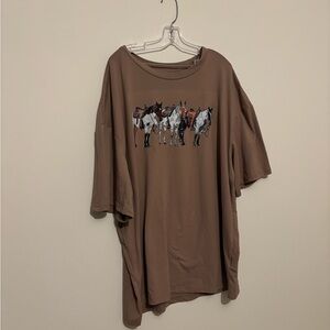SHEIN Brown Graphic Short Sleeve Tee